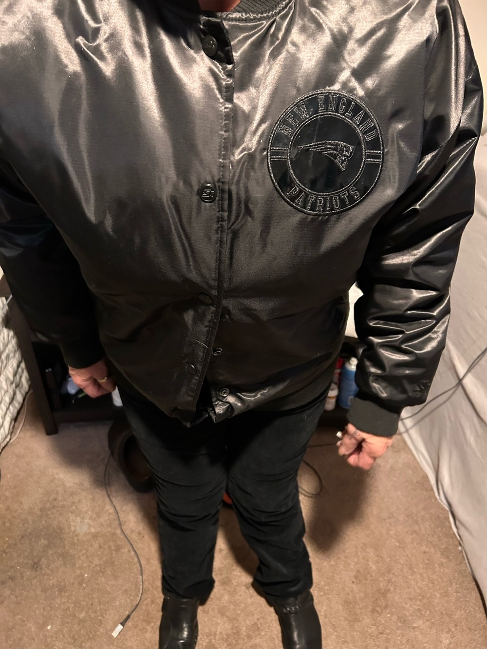 Black Satin Bomber Jacket